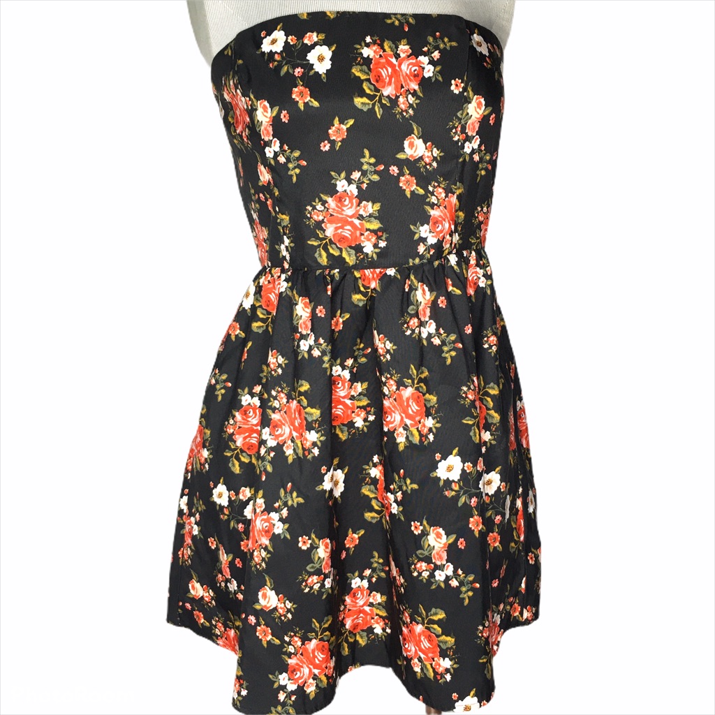 Forever 21 Strapless Floral Dress Size L Juniors
